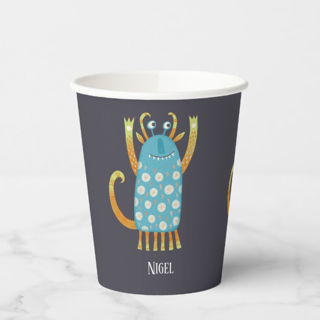 Cute Monsters Personalised Paper Cups (Left)