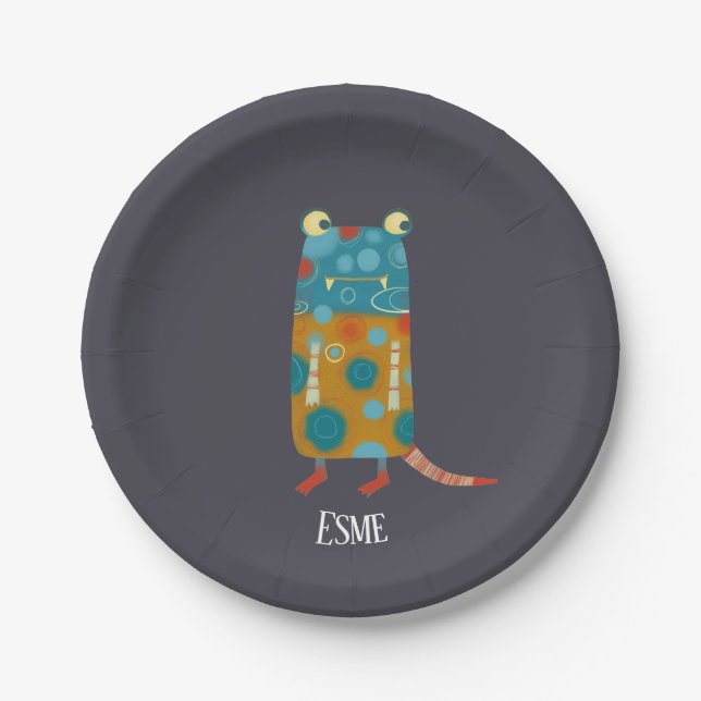 Cute Monsters Personalised Paper Plate (Front)