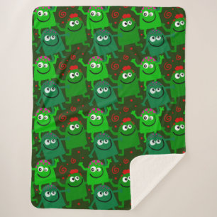 Cute Monsters Sherpa Blanket