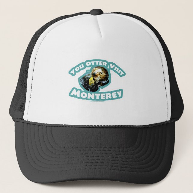 Cute Monterey Otter Travel Trucker Hat (Front)