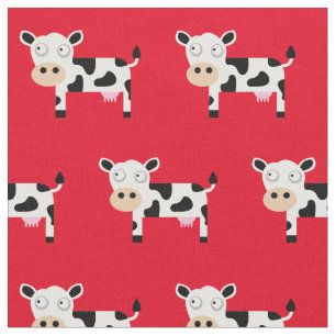 Cute Moo Cow Kid Baby Nursery Farm Red Fabric