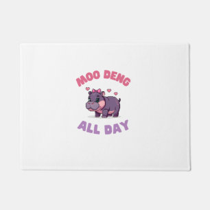 Cute MOO DENG ALL DAY Gamer Girl Animal Lover Hipp Doormat