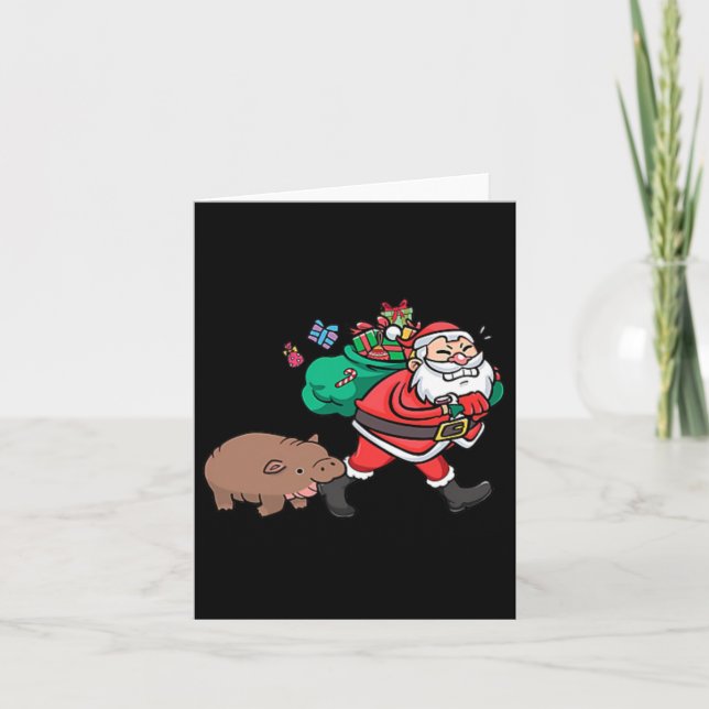 Cute Moo Deng &amp; Santa Ba  Card (Front)