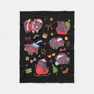 Cute Moo Deng Ba1 Fleece Blanket