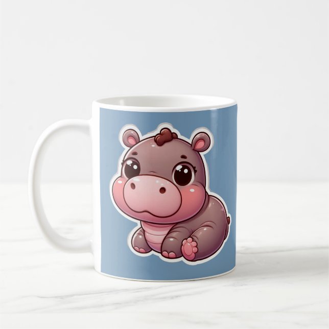 Cute Moo Deng Baby Hippo Mug (Left)
