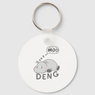Cute Moo Deng Baby Nope Funny Long Sleeve T-Shirt Key Ring