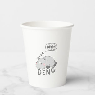 Cute Moo Deng Baby Nope Funny Long Sleeve T-Shirt Paper Cups