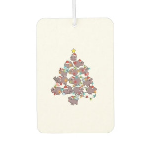 Cute Moo Deng Christmas Tree Funny Baby Pygmy Hipp Car Air Freshener