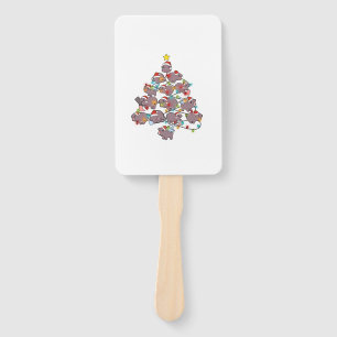 Cute Moo Deng Christmas Tree Funny Baby Pygmy Hipp Hand Fan
