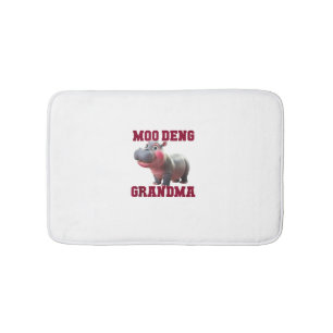 Cute MOO DENG GRANDMA Baby Hippo Granny Teacher Cu Bath Mat