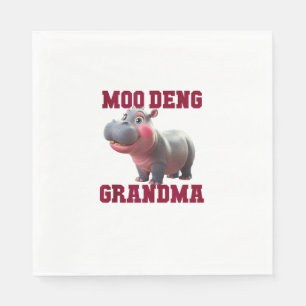 Cute MOO DENG GRANDMA Baby Hippo Granny Teacher Cu Napkin