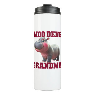 Cute MOO DENG GRANDMA Baby Hippo Granny Teacher Cu Thermal Tumbler