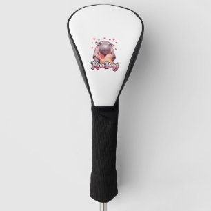 Cute Moo Deng Hippo Girlie Hearts for girls kids w Golf Head Cover