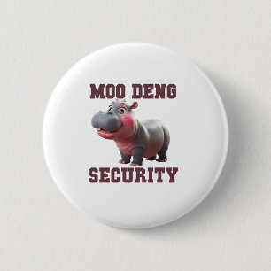 Cute MOO DENG SECURITY Dad Baby Hippo Papa Parent 6 Cm Round Badge