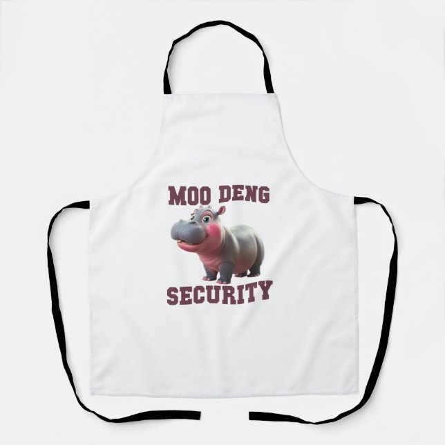 Cute MOO DENG SECURITY Dad Baby Hippo Papa Parent  Apron (Front)