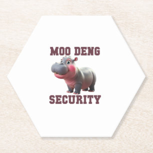 Cute MOO DENG SECURITY Dad Baby Hippo Papa Parent Paper Coaster