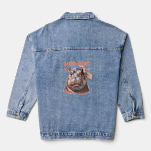Cute Moo Deng T-Shirt Denim Jacket