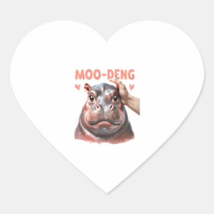 Cute Moo Deng T-Shirt Heart Sticker
