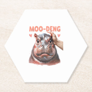 Cute Moo Deng T-Shirt Paper Coaster