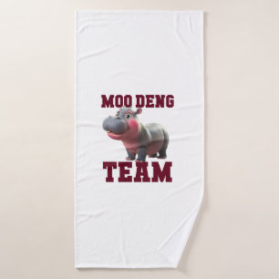 Cute MOO DENG TEAM Baby Hippo Squad Girls Besties  Bath Towel