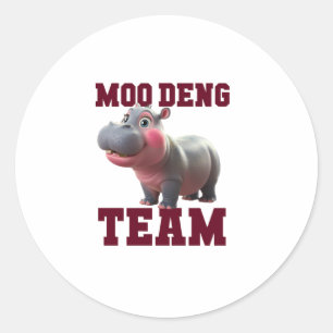 Cute MOO DENG TEAM Baby Hippo Squad Girls Besties Classic Round Sticker