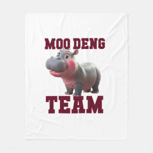 Cute MOO DENG TEAM Baby Hippo Squad Girls Besties  Fleece Blanket