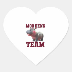 Cute MOO DENG TEAM Baby Hippo Squad Girls Besties Heart Sticker