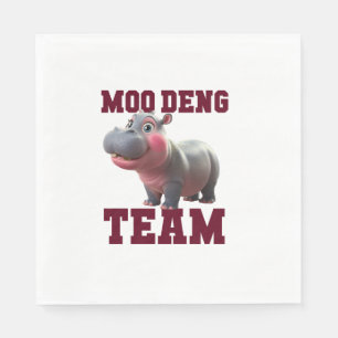 Cute MOO DENG TEAM Baby Hippo Squad Girls Besties  Napkin