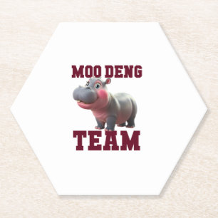Cute MOO DENG TEAM Baby Hippo Squad Girls Besties Paper Coaster