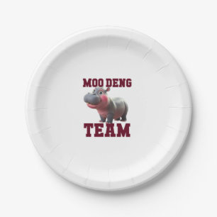 Cute MOO DENG TEAM Baby Hippo Squad Girls Besties  Paper Plate