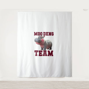 Cute MOO DENG TEAM Baby Hippo Squad Girls Besties  Tapestry