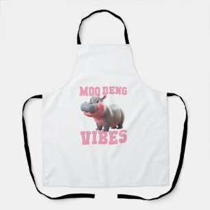 Cute MOO DENG VIBES Only Baby Hippo Kindergarten C Apron