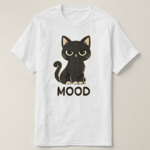 Cute Mood Black Cat Aesthetic Illustration T-Shirt