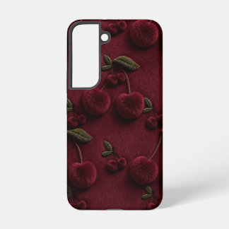 Cute Moody Dark Red Cherry Pattern Case Cover