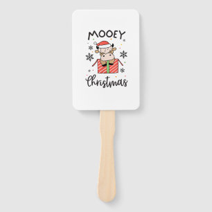 Cute Mooey Christmas Baby Highland Cow Xmas Cows L Hand Fan
