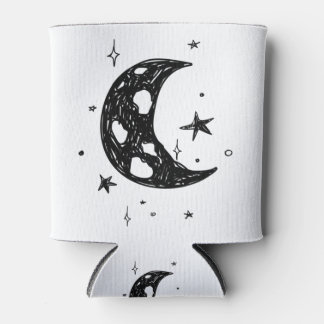 Cute Moon and stars sketch Can Cooler