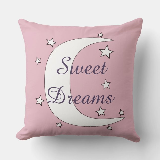 Cute Moon and Stars Sweet Dreams Cushion (Front)