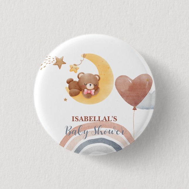 Cute moon Bear African american kids baby shower 3 Cm Round Badge (Front)