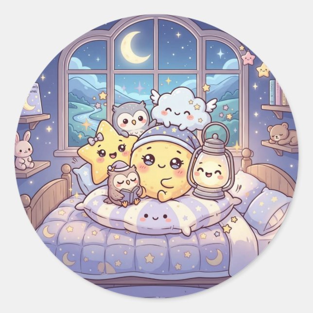 Cute Moon Bedtime Sticker (Front)