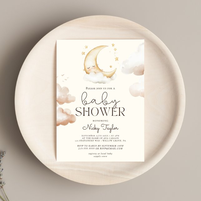 Cute Moon Boho Baby Shower Invitation (Creator Uploaded)