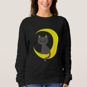 Cute Moon Cat Moonlight Crescent Adorable Kitty Ni Sweatshirt