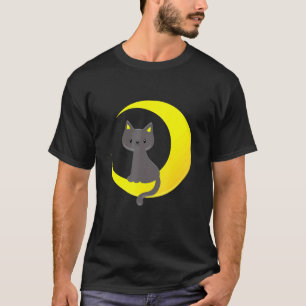 Cute Moon Cat Moonlight Crescent Adorable Kitty Ni T-Shirt