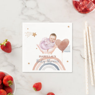 Cute moon star African american kids baby shower Napkin