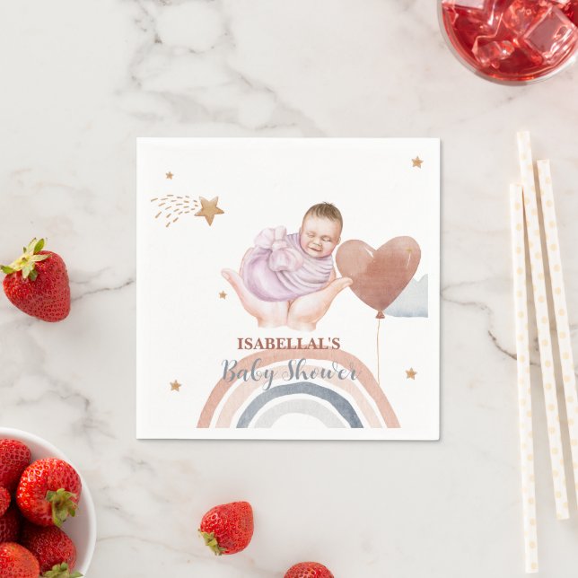 Cute moon star African american kids baby shower Napkin (Insitu)