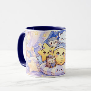 Cute Moon Star and Owl Bedtime Watercolor Mug