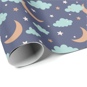 Cute Moon Star Cloud Pattern Wrapping Paper