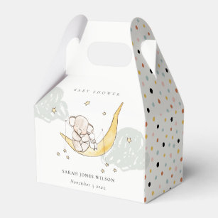 Cute Moon Stars Elephant Bunny Neutral Baby Shower Favour Box