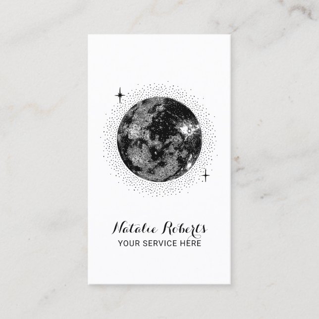 Cute Moon & Stars illustration Minimalist Business Card (Front)