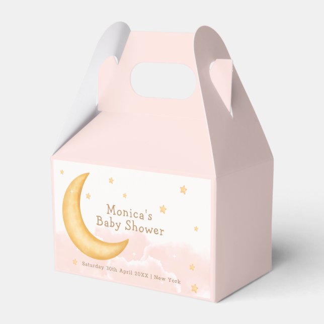 Cute Moon Stars Twinkle Twinkle Girl Baby Shower Favour Box (Front Side)