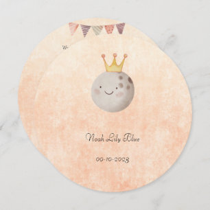 Cute Moon With Crown Baby Girl Card
